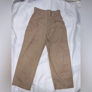 H&M High Waisted Paper Bag Tan Trousers Size 8